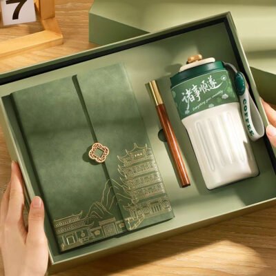 Custom A5 Notebook Gift Box Set with Chinese-Style Coffee Mug, Logo Printable