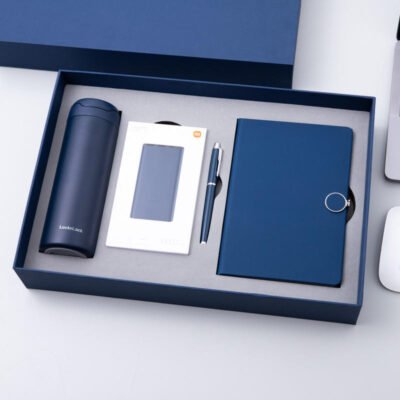 Business Gift Box Leather Hardcover Lock-And-Pop Thermal Mug Power Bank Notebook Set Conference Anniversary Celebration Gift