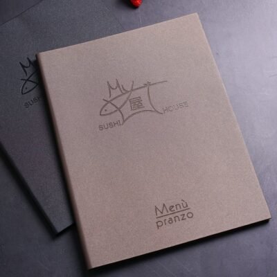 Customizable Loose-Leaf Menu Production Price List Recipe Menu Book with Transparent Pocket Holder PU Leather Embossed Surface